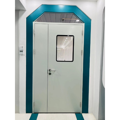 स्वच्छ कक्ष असममित डबल पत्ती धातु दरवाजा, पाउडर लेपित अस्पताल स्टील दरवाजा